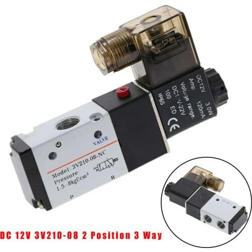 Hot DC 3V210-08 2 Position 3 Way 1/4 PT Air Pneumatic Solenoid Valve 0.15-0.8MPa Industrial Supplies Tools Accessories Big Deal