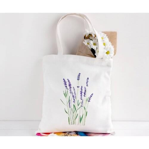 Flower embryo Graphic Print Shopping Canvas Tote Bag Harajuku Aesthetic Reusable Shopper Shoulder Bag Handbag Student Book Bags