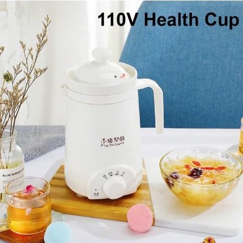 110V Health Pot Office Porridge Cup Dormitory Mini Heating Water Cup Portable Birds Nest Flower Tea Electric Stew Cup 500ML