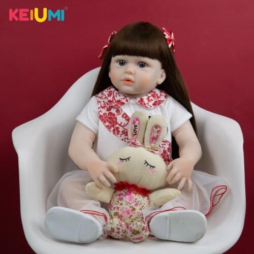 KEIUMI Dropshipping 23 Inch Reborn Doll Full Silicone Body Realistic Princess Bebe Newborn Menina For Children Educational Gifts