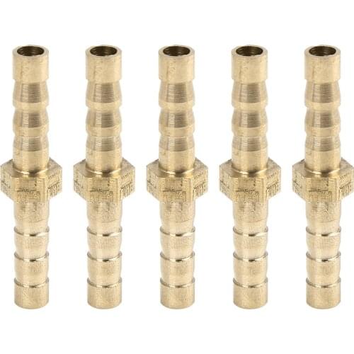 Uxcell 4mm 5mm 6mm 8mm 10mm 12mm 14mm 16mm 19mm 25mm Brass Barb Hose Fitting Straight Union Connector For Air Water Gas Oil 5pcs