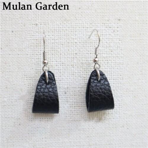 M&G 15 Colors New Fold Real Leather Earrings for Women Simple Elegant Fashion Earring Simple Women Jewelry Accessories Gift 2019