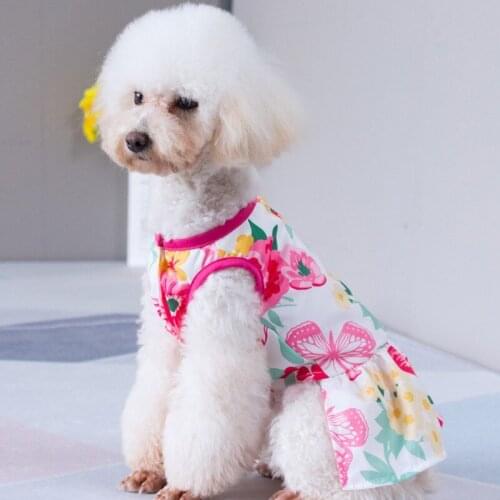 Cute Dog Dresses Pet Breathable Spring and Summer Sleeveless Pullover Pet Puppy Printing Skirt for Cat Princess Clothes