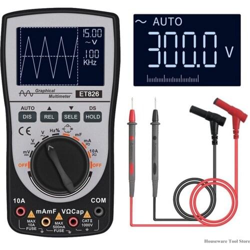 ET826 Multimeter Upgraded 2 In 1 Intelligent Digital Oscilloscope Multimeter AC/DC Digital Multimeter with 200K High-Speed A/D