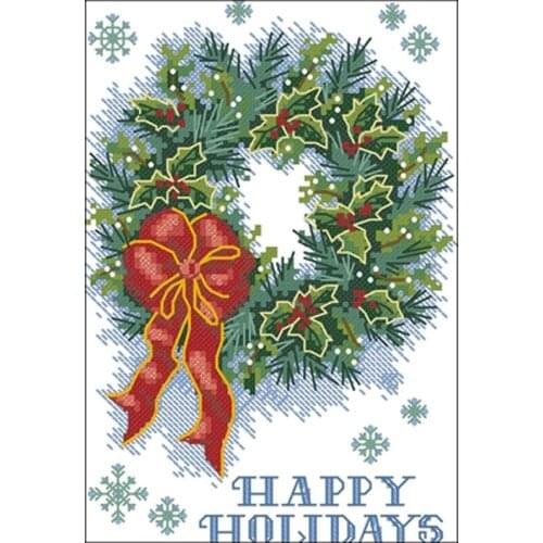 Christmas wreath patterns counted 11CT 14CT Cross Stitch Set DIY Cross-stitch Kits Embroidery Needlework Home Decor