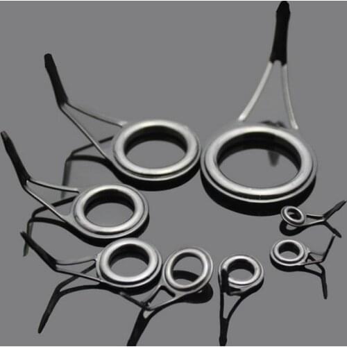 8 Pcs Ceramic Fishing Rod Guide Tip Strong Line Repair Set Kit DIY Rings High Carbon Steel Frame MUMR999