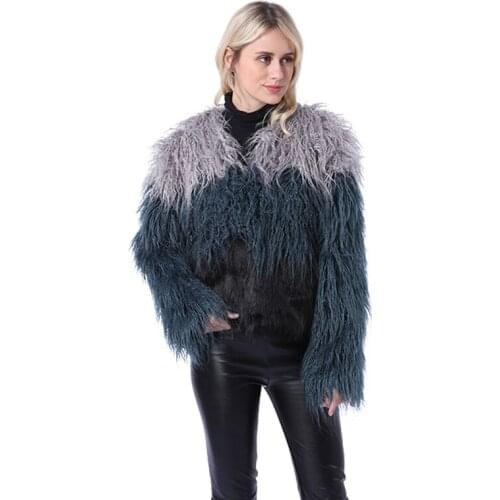 Savabien New Fashion Fluffy Long Sleeve V Neck Patchwork Faux Fur Coat Women Fake Fur Jacket Parka Short Festival Female Coats