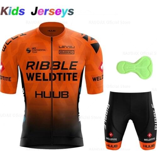 2020 Baby New Breathable Kids Cycling Jersey Set 3D Cushion Shorts Black Orange Children Bike Clothing Boys Girls Summer Bicycle