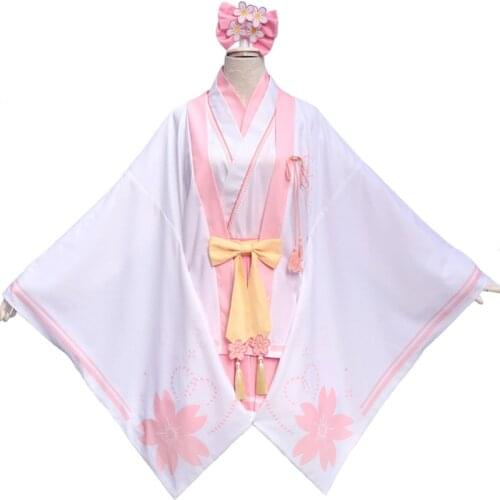 Japan Anime Card Captor Sakura Kinomoto Sakura Cosplay Costume Sakura Kimono Dress Halloween Cospaly Costumes Full Set