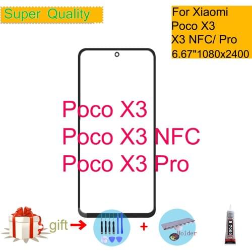 For Xiaomi Poco X3 NFC Touch Screen Panel Front Outer Glass Lens For Poco X3 Pro LCD Glass Front Replacement
