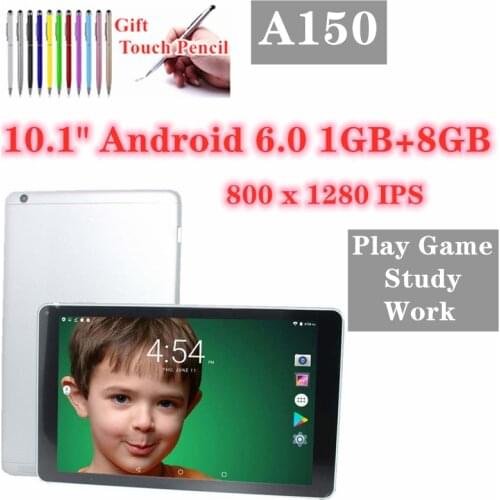 A150 Tablet PC 10.1 Inch 1280x800 IPS Android 6.0 MTK8163 Quad Core 1+8GB Wifi Dual cameras Bluetooth For kids learning