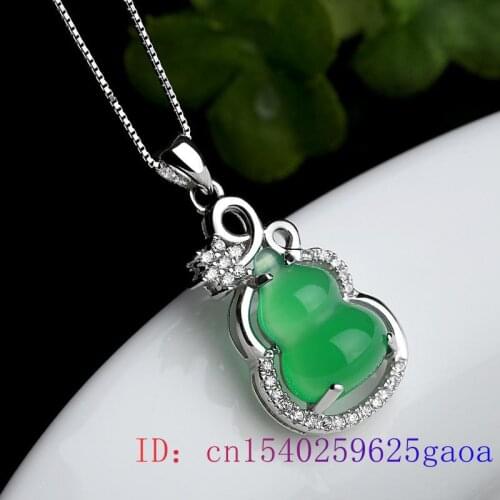 Jade Gourd Pendant 925 Silver Natural Charm Fashion Jewelry Chalcedony Gifts Amulet Women Necklace Hetian Chinese