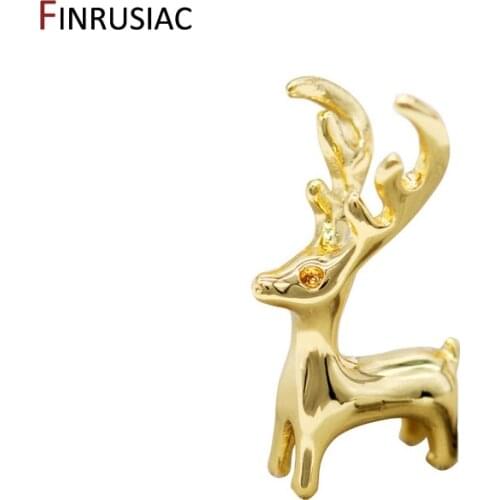 New Designer Cute Animal Deer Charms For Jewelry Making, Glossy Copper Metal 14K Gold Plated Elk Pendant Christmas Accessories