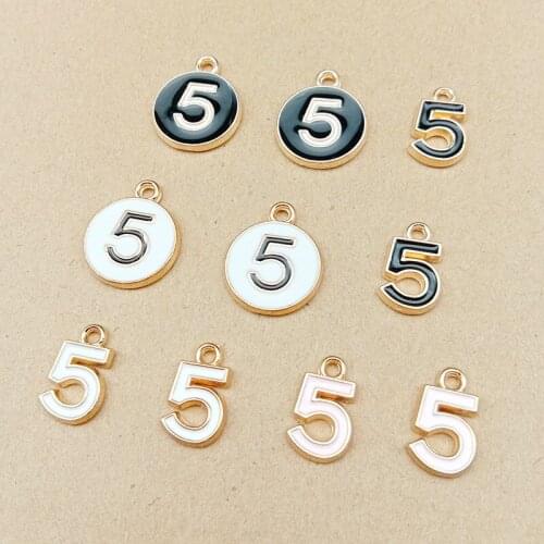 10pcs 8X14mm Fashion Alloy enamel number 5 five charms for bracelet, numeral pendants dangle for earrings jewelry making diy