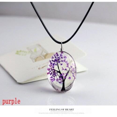Pendant Reiki pendulums Fashion Plant Dried Flower Pendant Gypsophila Life Tree Necklace Time Gem Diy Handmade Glass Jewelry
