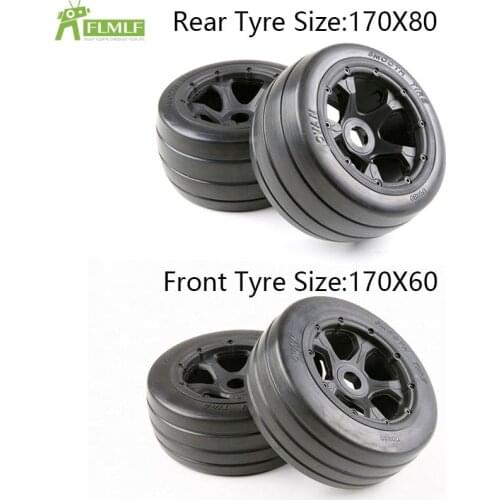 Slick Wheel Tyres Front or Rear Tire Assembly Set Fit for 1/5 HPI ROFUN ROVAN KM BAJA 5B