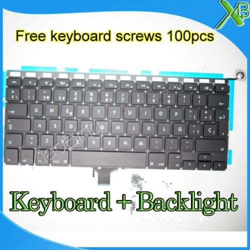Brand New SP Spanish keyboard+Backlight Backlit+100pcs keyboard screws For MacBook Pro 13.3" A1278 2008-2012 Years