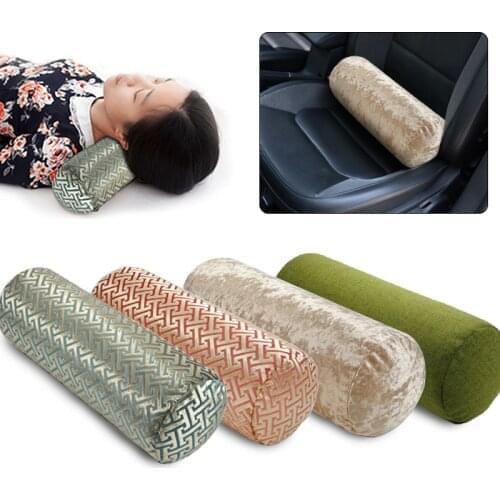 Solid Color Round Removable Washable Lumber Cushion Pillow Bed Roll Cushion Head Leg Back Support Light Travel Column Pillow