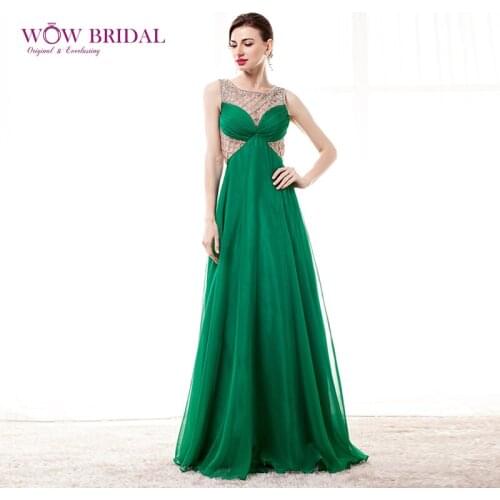 Wowbrial Gorgeous Long Evening Dress 2021 Beaded Sheer Strapless Criss-Cross Beading Back Chiffon Pleat A-Line Ruffles Long Gown