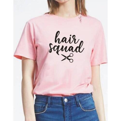 Funny Hair Squad Letter Print Women Tshirts Short Sleeve Hipster Tee Shirt Femme Casual Korean T Shirt Women Tops Camiseta Mujer