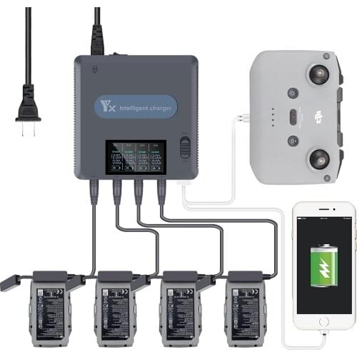 Drone Multi Battery Charger Mavic 2 LED Display Intelligent Fast Charging Hub AC110-240V for DJI Mavic 2 Flight Battery