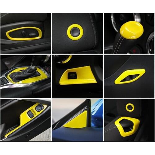 ABS Fashion Yellow Steering Wheel Button Decorated Frame For Chevrolet Camaro 2017 2018 AAA037U