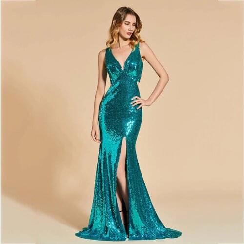 Tanpell sequins evening dress v neck sleeveless women formal floor length mermaid reflective dress plus custom evening dress