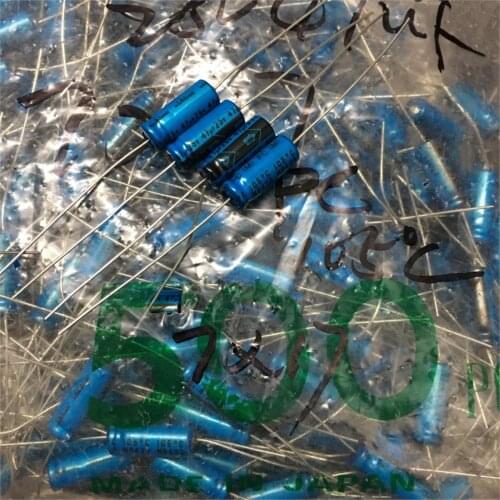 1pcs/1lot Axial electrolytic capacitor NICHCON 25V47UF PC water blue robe 105 degree axial fever electrolytic capacitor 7*17MM