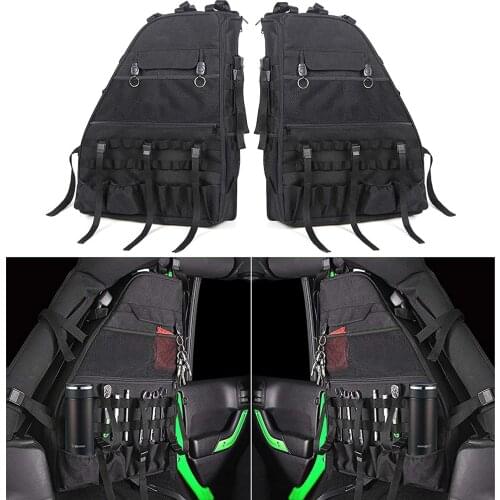 2pcs Multifunctional Roll Bar Storage Bag Cage with Multi-Pockets for 1997-2018 Jeep Wrangler JK JKU TJ LJ Unlimited 4 Doors
