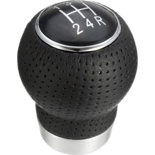 5 Speed Universal Manual Car Gear Shift Knob Shifter Lever Black Pu Leather