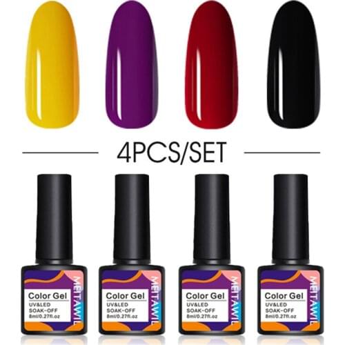 8ml Nails Gel Polish Long Lasting Hybrid For Base Top Coat Soak Off UV LED DIY Nail 4Pcs Hybrid Varnish Art Gel Polish Kit