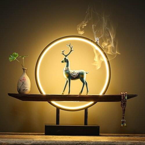 Backflow Incense Burners Waterfall Electric Vintage Incense Burner Smoke Fountain Wooden Bruleur Encens Aroma Diffuser ED50XL
