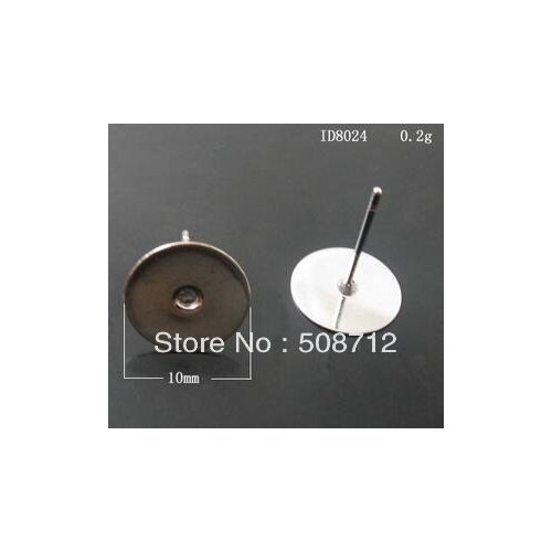 Free shipping!!! 1000 Pairs Silver Plated Earring Post W /Stoppers pad 6mm,earrings pad,Earrings Base