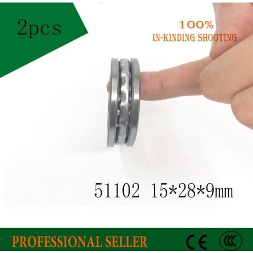 Free shipping High Quality 2Pcs 51102 15*28*9mm Axial Ball Thrust Bearing 3-Parts 15mm x 28mm x 9mm