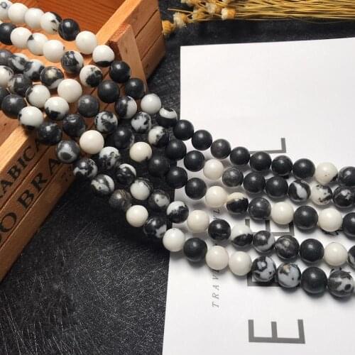 High quality 4 6 8 10 mm Black and white Natural Stone Beads 15.5" Pick Size Loose Bead For bracelets fashion Jewelry Making DIY
