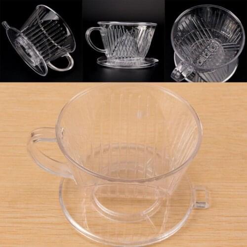 Cup Cone Drip Dripper Maker Brewer Holder Clear Coffee Filter Plastic Reusabl WH