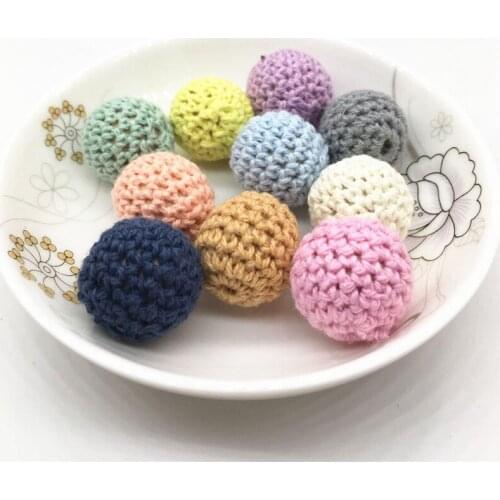Chenkai 10pc 16mm Round Knitting Crochet Wooden Beads Balls for DIY decoration baby wooden teether jewelry necklace bracelet toy