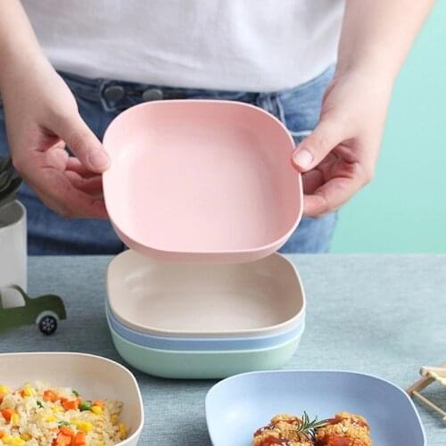 Children Lunch Food Plate Baby Feeding Bowl Wheat Straw Kids Snack Dinnerware Environmental Dishes New Training Tableware