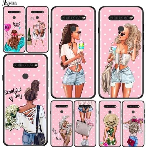 Woman Girl Mom Baby for LG G8 G8S G8X V30 V35 V40 V50 V60 ThinQ Q60 K40 K50 K51 K61 K71 K92 K62 Soft Black Phone Case