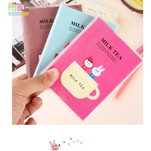 Kawaii milk tea pvc cover notepad notebook for account book school office composition books office supplies planner gift