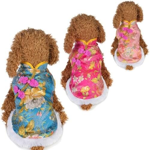 Chinese New Year Pet Clothes Dog Clothing Coat Jacket Tang Suit Cheongsam Cat Yorkie Clothes Chihuahua Puppy Apparel Pet Outfit