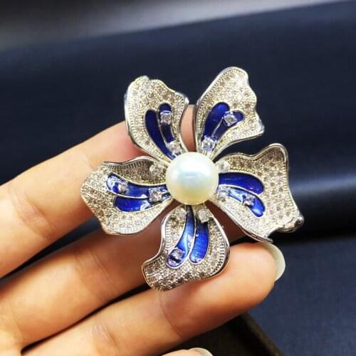 LANZYO Natural fresh water pearl happiness flower series Brooch new xz076a