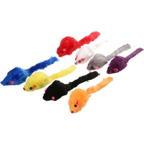 Mayitr 24PCS Pet Cat Mice Shape Toy Furry Kitten Funny Playing Toys Mice Rattle Mouse Catnip Interactive Play Random Color