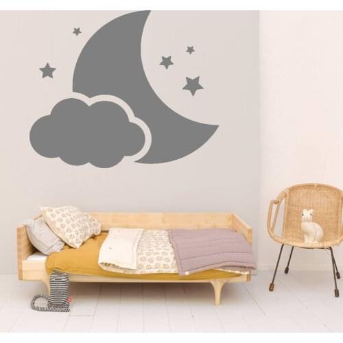 Nursery Cute Wall Decals Wall Vinyl Decors Art Wall Stickers For Kids Room Moon Stars Cloud Teenager Room Removable B399