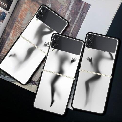 Movil Phone Case for Samsung Galaxy Z Flip 3 5G Protective Shell Black Cubre Hard Coque Z Flip3 6.7 "Cover Sexy Woman Funny Girl