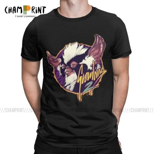 Mens T-Shirt Gremlins Novelty Tees Short Sleeve Gizmo Monster Gremlin 80s Horror Christmas Movie T Shirts Round Collar Tops