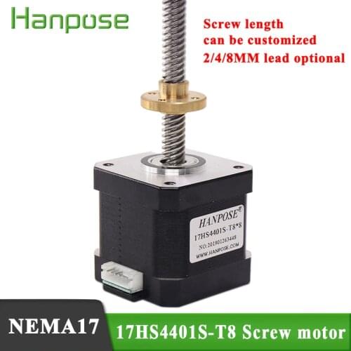 Free shipp Nema17 40mm 1.7A Stepper Motor 17HS4401S-T8 350mm Screw Rod Linear Z-Motor with Trapezoidal Lead Srew for 3D printer