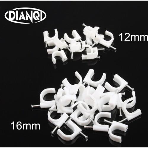 Nylon Circle Path PE Plastic white 12mm 16mm Circle Cable Clip C Shaped High Carbon Steel Nails Cable clips Wire Wall holder