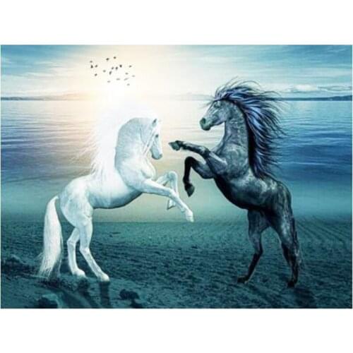 New Arrivals 5D DIY Full Round Diamond Painting Animal Horse Cross Stitch 3D Embroidery Rhinestone Mosaic Home Decor Art Y443