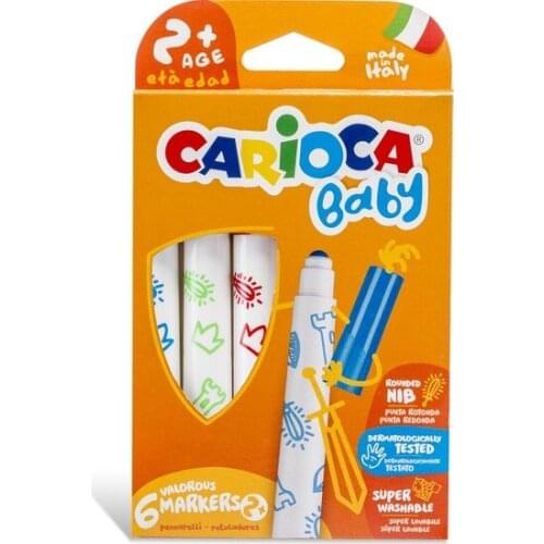 Original Carioca Jumbo Baby Super Washable Felt Paint Pen 6'Lı + 2 Years Old